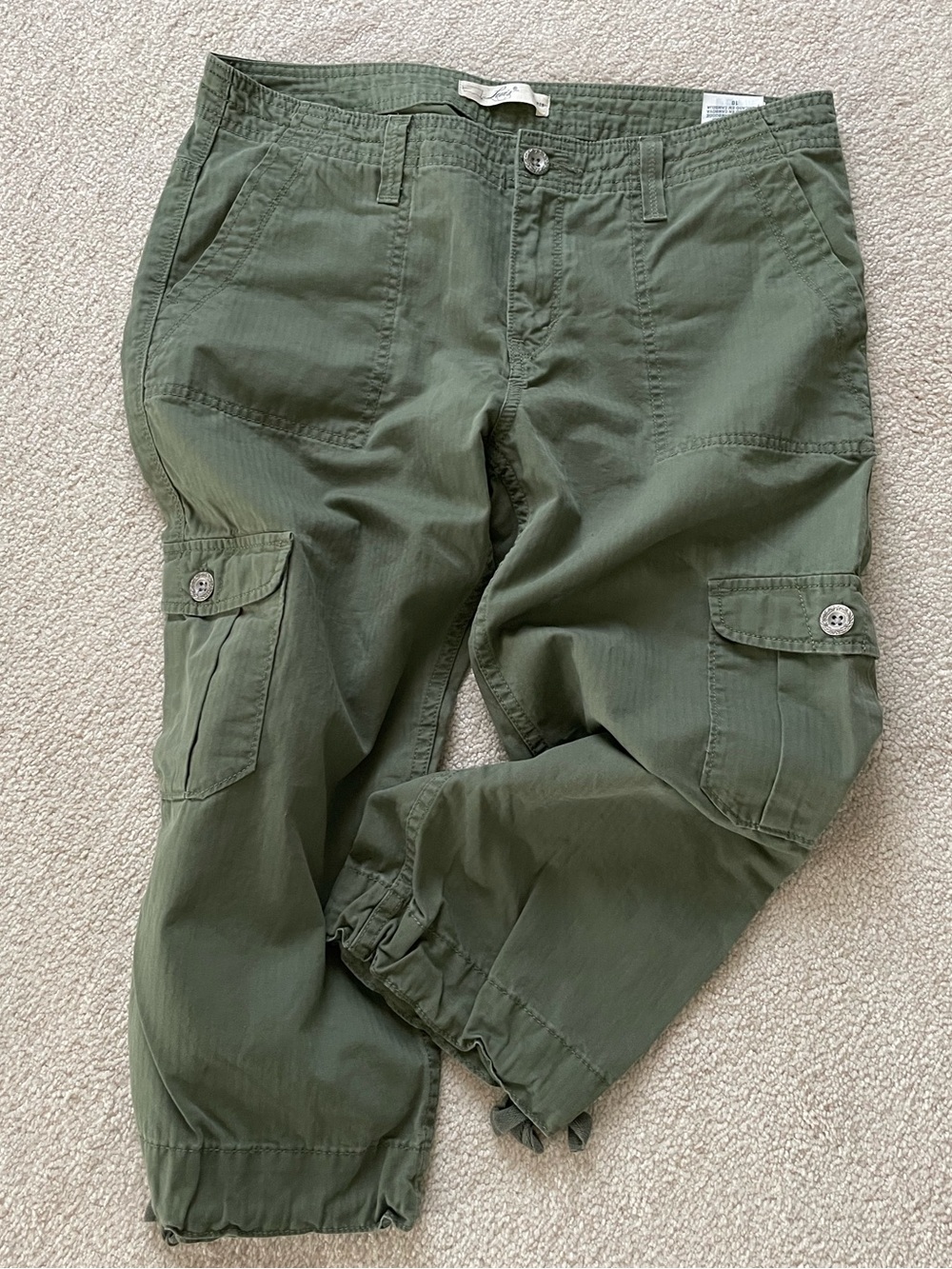 Olive Green Cargo Crop Pants
